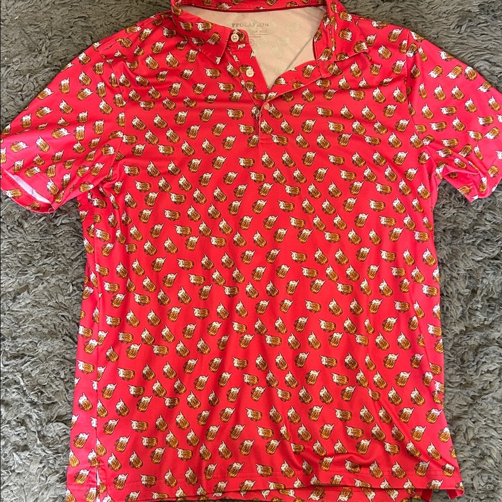 Pink beer Print Polo Shirt